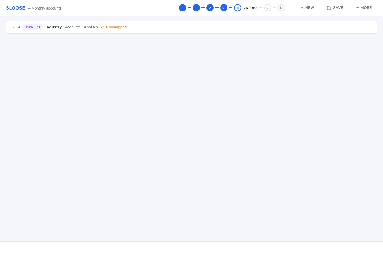 Values in the file that are not options in the destination picklist.